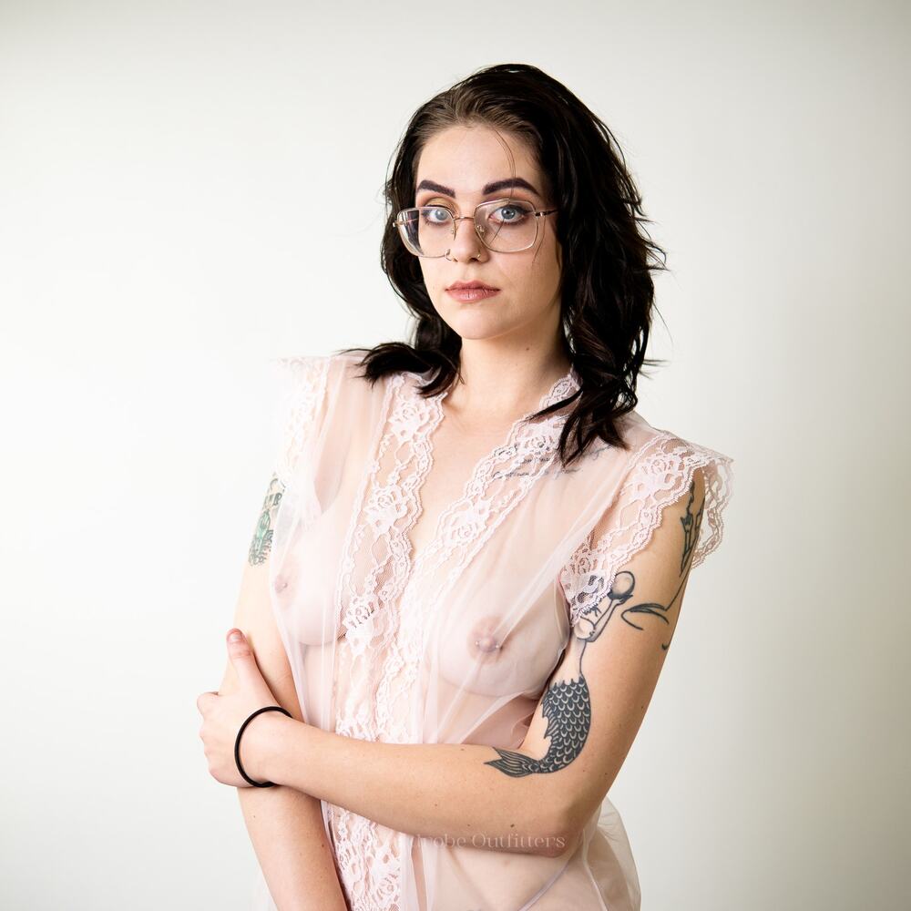 NEW Deadstock Vintage 70’s Chiffon Sheer Boudoir Pin Up Cover Nightie - Picture 6 of 6